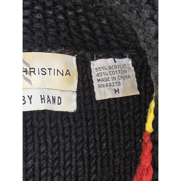 Marisa Christina Hand Knit Rainbow Zip Cardigan Sweater Womens Chunky Argyle - Picture 6 of 15